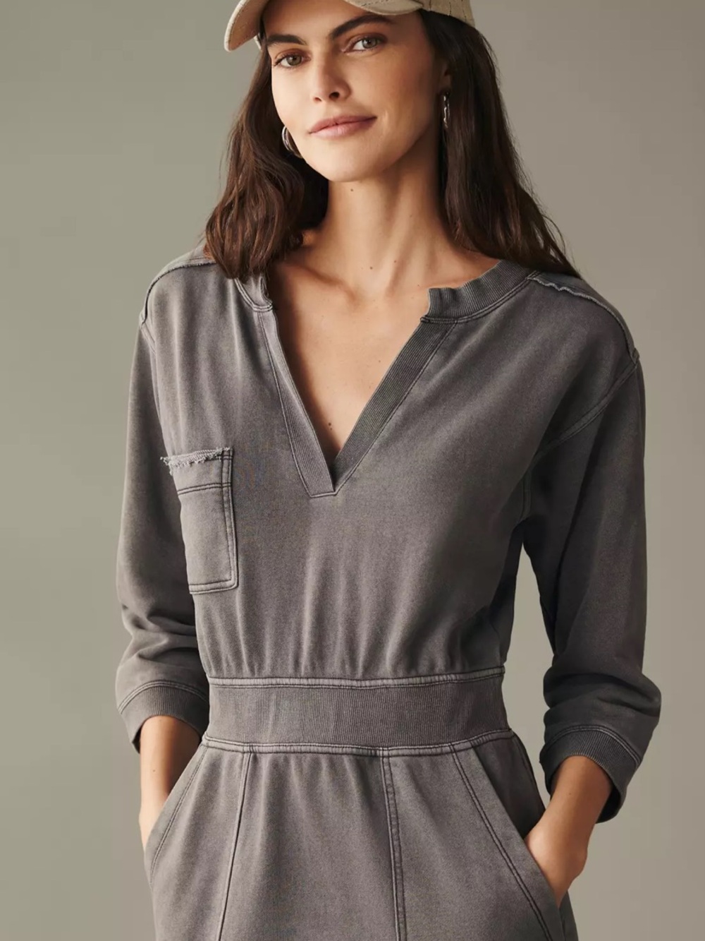 Anthropologie Daily Practice Utility Mini Sweatshirt Dress Gray Size Medium